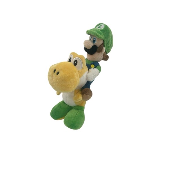 Luigi Riding Yoshi Stuffed Plush 8” Sanei Little Buddy Fast Shipping - Picture 2 of 11